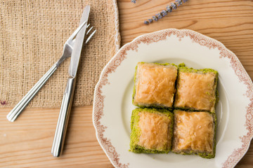 Baklava with pistachio / Turkish Traditional Dessert