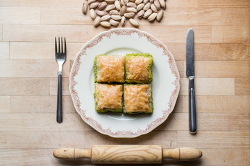 Baklava with pistachio / Turkish Traditional Dessert