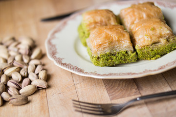 Baklava with pistachio / Turkish Traditional Dessert