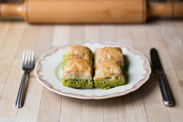 Baklava with pistachio / Turkish Traditional Dessert
