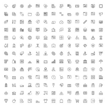 169 line icons. Business finances shopping shipping technology