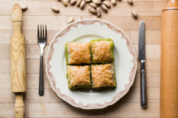 Baklava with pistachio / Turkish Traditional Dessert