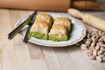 Baklava with pistachio / Turkish Traditional Dessert