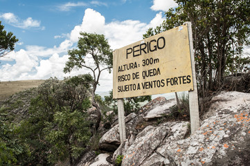 Danger. Height: 300m. Risk of falling, subject to strong winds.