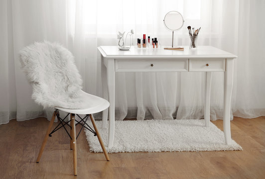 Dressing Table With Cosmetics In Room