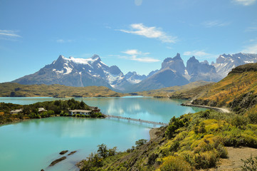 Naklejka na ściany i meble Lake and Torres del Paine National Park, Chile, South America