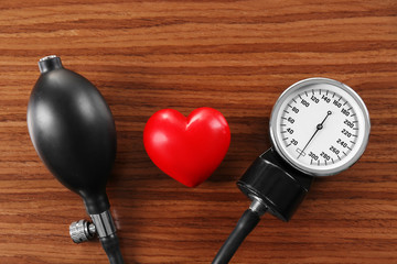 Tonometer with red heart, closeup