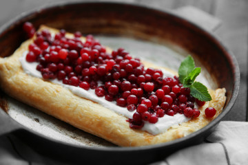 Delicious cranberry cake, closeup