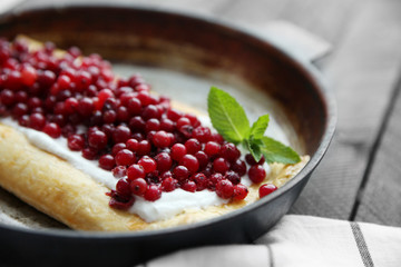 Delicious cranberry cake, closeup