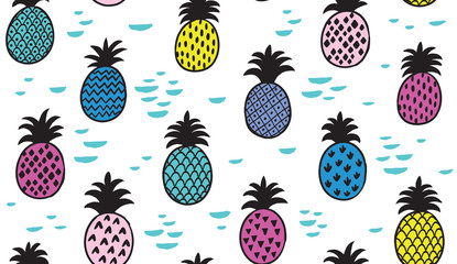 Vector seamless pattern with pineapples