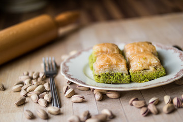 Baklava with pistachio / Turkish Traditional Dessert