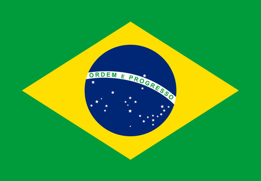 Brazil flag with flat design vector background.