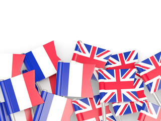 Flags of France and UK isolated on white