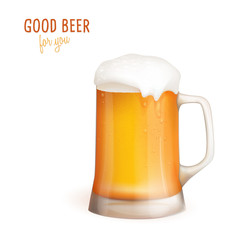 Vector isolated realistic glass of bear with foam