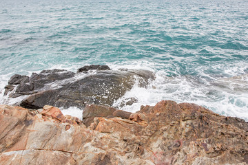 Rocky mountain and ocean background.