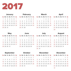 Calendar for 2017
