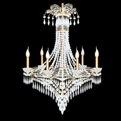 illustration of a modern chandelier with crystal pendants