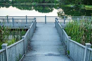 Pedestrian Wooden Board on the Lake