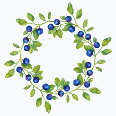 Watercolor Blueberries Wreath