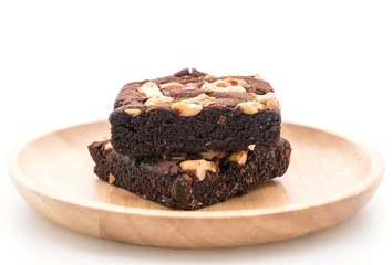 chocolate brownies on white