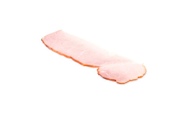 sliced ham on white