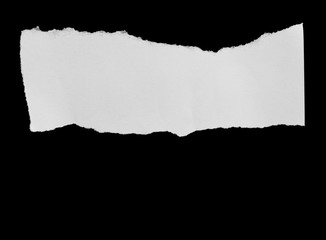 Piece of torn paper on black.