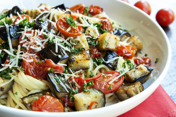 Spaghetti with Eggplant and Cherry Tomatoes
