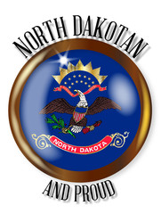Fototapeta premium North Dakota Proud Flag Button