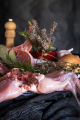 Raw  rabbit with vegetables
