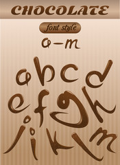 Vector letter of chocolate. letters of the latin alphabet made of chocolate. A - M. Font style