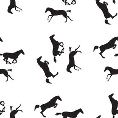 Seamless pattern with silhouette of horse