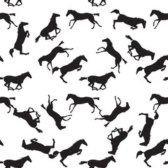 Vector seamless pattern with horses