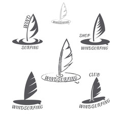 Set. windsurfing logo vector illustration