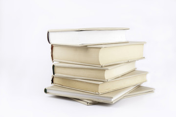 Stack of books on a white background