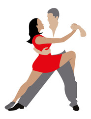 Fototapeta na wymiar man and woman dancing passionate dance. vector drawing