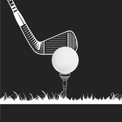 Fototapety  Koszulka golfowa z piłką i żelaznym kijem