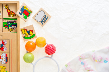 generic wooden toys with no copy rights, representing objects an