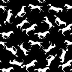 Seamless pattern with silhouette of horse