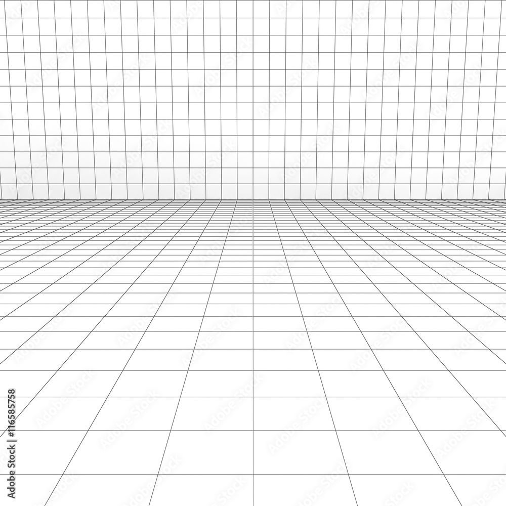 Poster perspective grid over white background 3d rendering