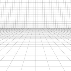 Perspective grid over white background 3D rendering