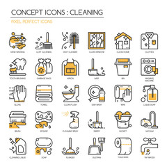 Cleaning , Thin Line and Pixel Perfect Icons