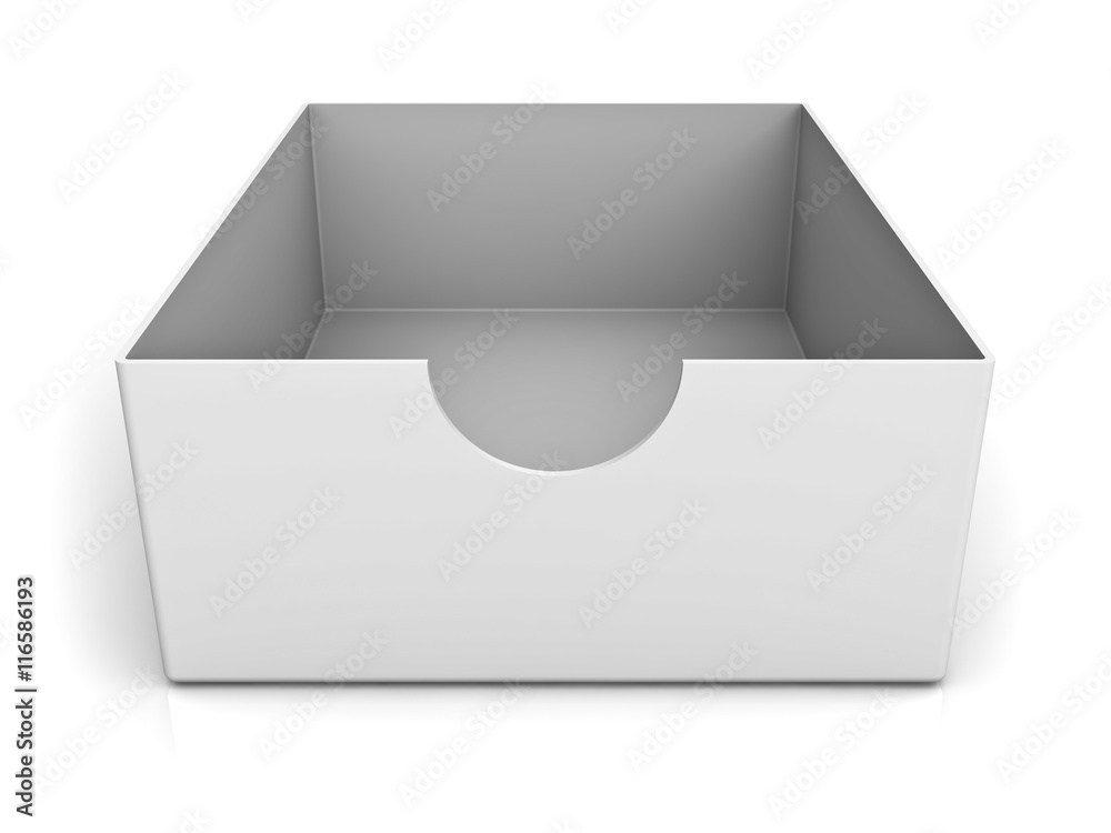 Poster Empty box isolated on white background with reflection and shadow 3D rendering