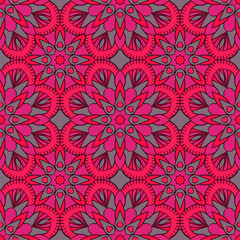 Seamless pattern. Decorative pattern with mandalas in beautiful colors. Vector background