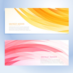 Obraz premium abstract wavy banners set in yellow and pink color