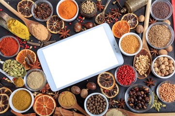 Composition of spices and a tablet