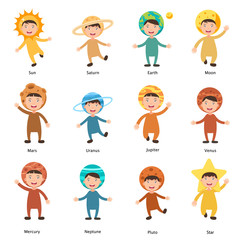costumes solar system kids vector