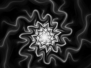 Black and white fractal. Abstract fractal. Fractal art background for creative design. Decoration for wallpaper desktop, poster, cover booklet, card. Psychedelic. Print for clothes, t-shirt.
