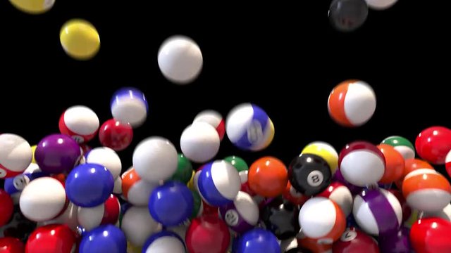 Pool billiards balls fill screen transition composite overlay 4K
