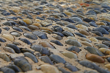 Circular symbol, cobblestone streets