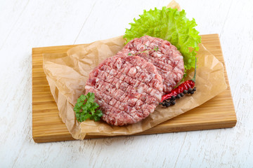 Raw burger cutlet